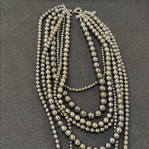 Chic Multi-Strand Silver Beaded Necklace - Picture 4 of 4